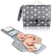 Load image into Gallery viewer, Homlynn Portable Baby Changing Pad, Diaper Change Mat with Head Cushion, Wipes Pockets Diaper Clutch-Waterproof & Fold-able for Everywhere Use(Grey)