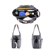 Load image into Gallery viewer, Diaper Tote Bag, Baby Nappy Changing Bag Messenger Bag with Large Space, Shoulder Straps & Stroller Straps for All Baby Accessories (Grey)