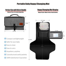 Load image into Gallery viewer, Portable Baby Changing Pad, Travel Diaper Changing Mat with Head Cushion, Wipes Pocket-Foldable for Anywhere Use