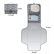 Load image into Gallery viewer, Homlynn Portable Baby Changing Pad, Diaper Change Mat with Head Cushion, Wipes Pockets Diaper Clutch-Waterproof & Fold-able for Everywhere Use(Grey)