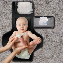 Load image into Gallery viewer, Portable Baby Changing Pad, Travel Diaper Changing Mat with Head Cushion, Wipes Pocket-Foldable for Anywhere Use