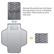 Load image into Gallery viewer, Homlynn Portable Baby Changing Pad, Diaper Change Mat with Head Cushion, Wipes Pockets Diaper Clutch-Waterproof & Fold-able for Everywhere Use(Grey)