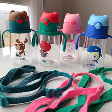 Load image into Gallery viewer, 13oz Leakproof Kids Water Bottle with Straws, 380ML Tritan Plastic BPA Free Baby Learn-to-Drink Water Bottle Gift for Kids