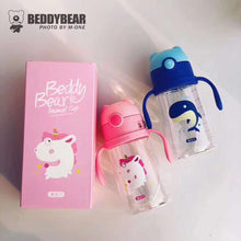 Load image into Gallery viewer, 13oz Leakproof Kids Water Bottle with Straws, 380ML Tritan Plastic BPA Free Baby Learn-to-Drink Water Bottle Gift for Kids