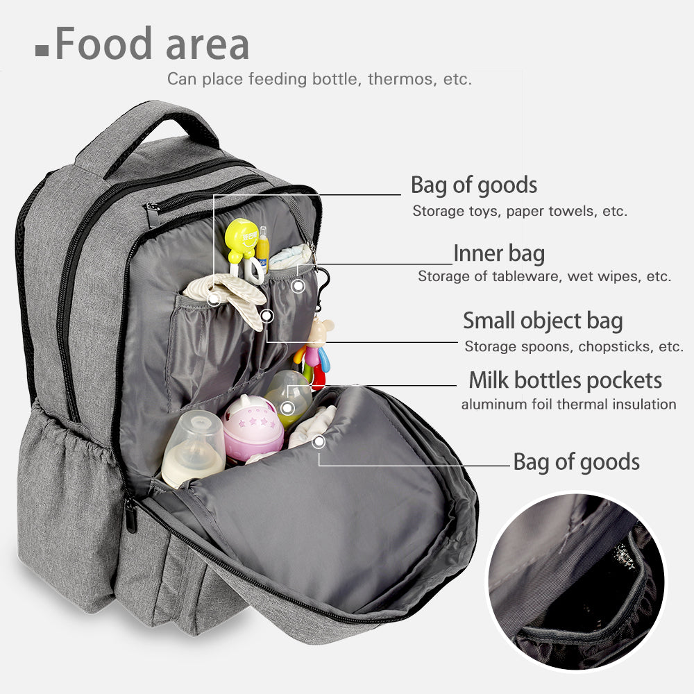 Travel Diaper Bag with Multiple Pockets, Multifunctional Bag