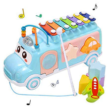 Load image into Gallery viewer, Baby Toy Musical School Bus,Knocking Piano Car with Shape Puzzles,Sensory Toys for Toddlers 1-3,Educational Learning Gift for Girls and Boys