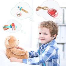 Load image into Gallery viewer, Pretend Children’s Toy Doctor’s Kit, 23 WoodenToy Dentist Medical Kits with Realistic Stethoscope and Handbag, Play House Toy Gifts for Boys and Girls