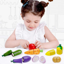 Load image into Gallery viewer, Wooden Cutting Cooking Food Play set,Kitchen Play Food Toys for Pretend Role-Play, Early Development Learning Toys Gift for Toddlers Boys and Girls