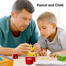 Load image into Gallery viewer, Expression Puzzle Building Blocks for 3+ Years Kids Wooden Toys Including 12 Cubeez Dices with 50 Challenge Cards, Multiplayer Game Toy for Fun