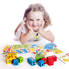 Load image into Gallery viewer, Expression Puzzle Building Blocks for 3+ Years Kids Wooden Toys Including 12 Cubeez Dices with 50 Challenge Cards, Multiplayer Game Toy for Fun