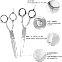 Load image into Gallery viewer, Homlynn Hair Cutting Scissors Thinning Teeth Shears Set Professional Barber Hairdressing Texturizing Salon Razor Edge Scissors Japanese Stainless Steel 5.5 inch for Baby, Children, Adults