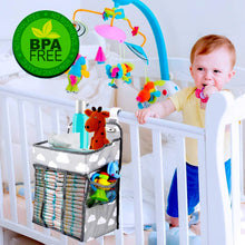 Load image into Gallery viewer, Hanging Diaper Caddy,Crib Diaper Organizer,Diaper Stacker for Crib, Playard or Wall,Newborn Boy and Girl Diaper
