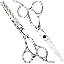 Load image into Gallery viewer, Homlynn Hair Cutting Scissors Thinning Teeth Shears Set Professional Barber Hairdressing Texturizing Salon Razor Edge Scissors Japanese Stainless Steel 5.5 inch for Baby, Children, Adults