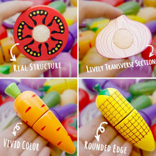 Load image into Gallery viewer, Wooden Cutting Cooking Food Play set,Kitchen Play Food Toys for Pretend Role-Play, Early Development Learning Toys Gift for Toddlers Boys and Girls