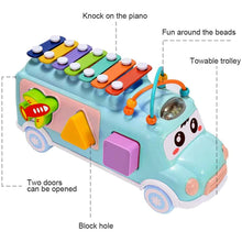 Load image into Gallery viewer, Baby Toy Musical School Bus,Knocking Piano Car with Shape Puzzles,Sensory Toys for Toddlers 1-3,Educational Learning Gift for Girls and Boys