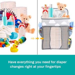 Hanging Diaper Caddy,Crib Diaper Organizer,Diaper Stacker for Crib, Playard or Wall,Newborn Boy and Girl Diaper