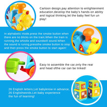Load image into Gallery viewer, Toddlers Baby Letter Train Toy Lights And Music Electronic Train with 26 Alphabet Blocks , ABC Learning & QA Mode For Babies , Cognitive Development Toys For Ages 6 Months To 2 Kids Gift