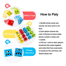 Load image into Gallery viewer, Expression Puzzle Building Blocks for 3+ Years Kids Wooden Toys Including 12 Cubeez Dices with 50 Challenge Cards, Multiplayer Game Toy for Fun