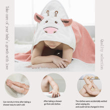 Load image into Gallery viewer, Baby Hooded Bath Towel, Super Absorbent and Anti-Allergic, Skin-Friendly with Cute Little Cow Pattern Design for Unisex Babies From 0-5 Years Old