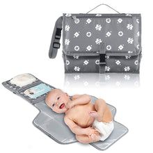 Load image into Gallery viewer, Homlynn Portable Baby Changing Pad, Diaper Change Mat with Head Cushion, Wipes Pockets Diaper Clutch-Waterproof &amp; Fold-able for Everywhere Use(Grey)
