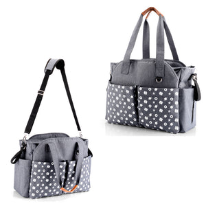 Diaper Tote Bag, Baby Nappy Changing Bag Messenger Bag with Large Space, Shoulder Straps & Stroller Straps for All Baby Accessories (Grey)