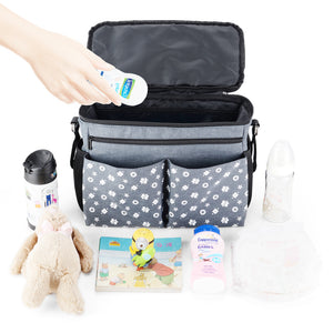 Homlynn Baby Stroller Organizer Messenger Diaper Bag-5 Big Pockets Large Storage Space for Baby Accessories(Grey)