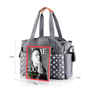 Diaper Tote Bag, Baby Nappy Changing Bag Messenger Bag with Large Space, Shoulder Straps & Stroller Straps for All Baby Accessories (Grey)
