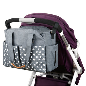 Diaper Tote Bag, Baby Nappy Changing Bag Messenger Bag with Large Space, Shoulder Straps & Stroller Straps for All Baby Accessories (Grey)