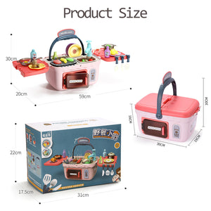 Kids Picnic Toy Kitchen PlaySet, Portable Pinic Basket Toys with Musics  Lights, Color Changing Play Foods, Fun with Friends Toy Kitchen Sets Gift for Kids Boys Girls