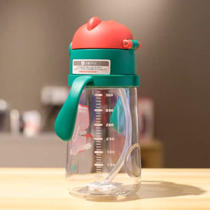 13oz Leakproof Kids Water Bottle with Straws, 380ML Tritan Plastic BPA Free Baby Learn-to-Drink Water Bottle Gift for Kids