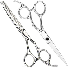Load image into Gallery viewer, Homlynn Hair Cutting Scissors Thinning Teeth Shears Set Professional Barber Hairdressing Texturizing Salon Razor Edge Scissors Japanese Stainless Steel 5.5 inch for Baby, Children, Adults
