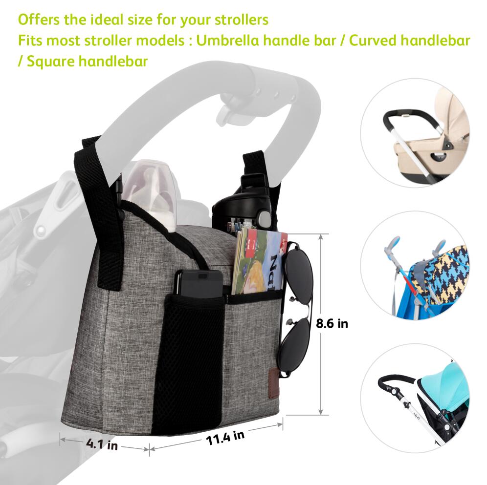 HAMUR Home HAMUR Baby Bag Organizer, Portable Stroller Mini Diaper Bag for Travel Unisex, Foldable Newborn Baby Accessories Carriage Bag Fo