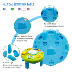 Baby Toys Musical Learning Table 12x12x7inch Music Activity Center Table Toys for Infant Babies Toddler Kids Boys Girls 6-18 Months