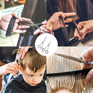 Homlynn Hair Cutting Scissors Thinning Teeth Shears Set Professional Barber Hairdressing Texturizing Salon Razor Edge Scissors Japanese Stainless Steel 5.5 inch for Baby, Children, Adults