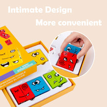 Load image into Gallery viewer, Expression Puzzle Building Blocks for 3+ Years Kids Wooden Toys Including 12 Cubeez Dices with 50 Challenge Cards, Multiplayer Game Toy for Fun
