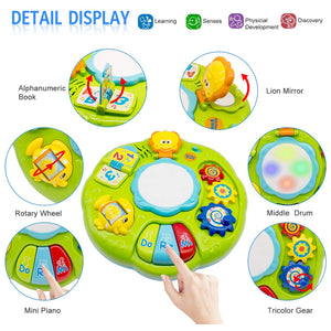 Baby Toys Musical Learning Table 12x12x7inch Music Activity Center Table Toys for Infant Babies Toddler Kids Boys Girls 6-18 Months