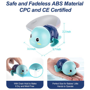 Baby Bath Toys, Wind up Swimming Turtle Toys for Toddlers, Floating Water Bathtub Shower Toys, Bathroom Pool Play Sets Fun Bathtime Gift for Kids Infants Boys Girls (3 Pack)