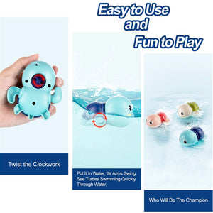 Baby Bath Toys, Wind up Swimming Turtle Toys for Toddlers, Floating Water Bathtub Shower Toys, Bathroom Pool Play Sets Fun Bathtime Gift for Kids Infants Boys Girls (3 Pack)