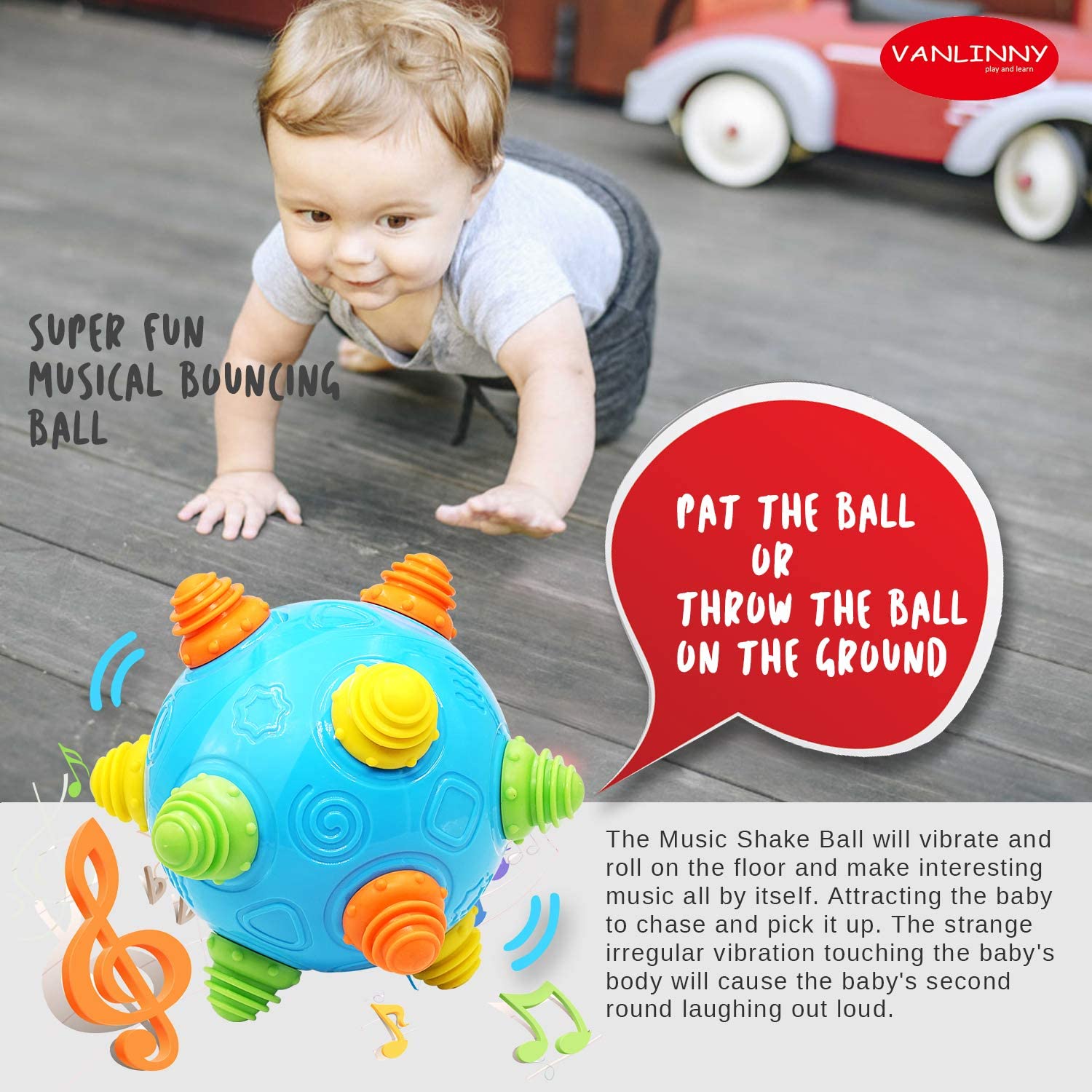 Baby Music Shake Dancing Ball Toy, Free Bouncing Sensory Developmental –  Homlynn4baby