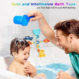 Bath Toys Bathtub Toy for Toddlers Baby 1 - 5 Years Old Boys and Girls, Kids DIY Pipes Tubes for Bath Time with Spinning Gear Rotating Waterfall Fun Water Spout Birthday Gift Ideas Color Box