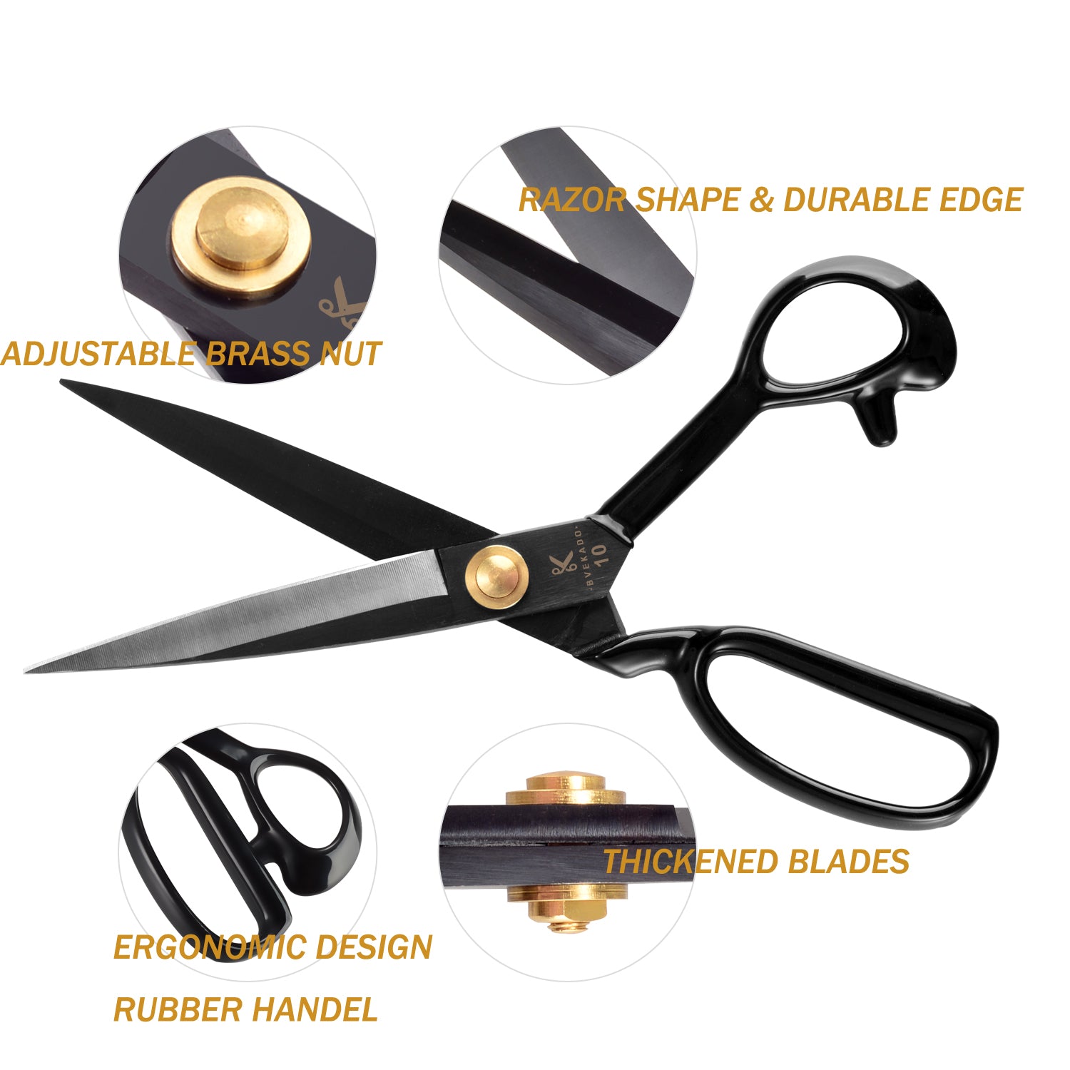 Fabric Scissors 10 Inch(25.5CM), Dressmaker's Tailor's Sewing Scissors –  Homlynn4baby