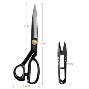 Fabric Scissors 10 Inch(25.5CM), Dressmaker's Tailor's Sewing Scissors Dressmaking Shears for Cutting Fabric, Clothes, Leather(Right-Handed, Black)