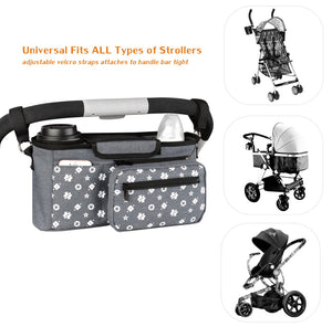 Stroller Organizer Bag with Insulated Cup Holder Baby Jogger Pram Storage Bag Fit All Type of  Strollers