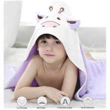 Load image into Gallery viewer, Baby Hooded Bath Towel, Super Absorbent and Anti-Allergic, Skin-Friendly with Cute Little Cow Pattern Design for Unisex Babies From  0-5 Years Old
